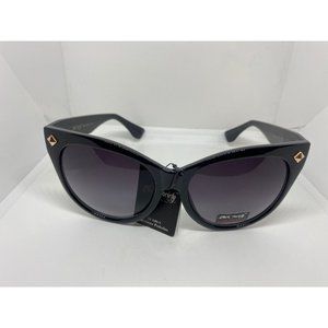 Black Society Sunglasses Womens Cat Eye Frame Skull + Studs Gradiant FADE New